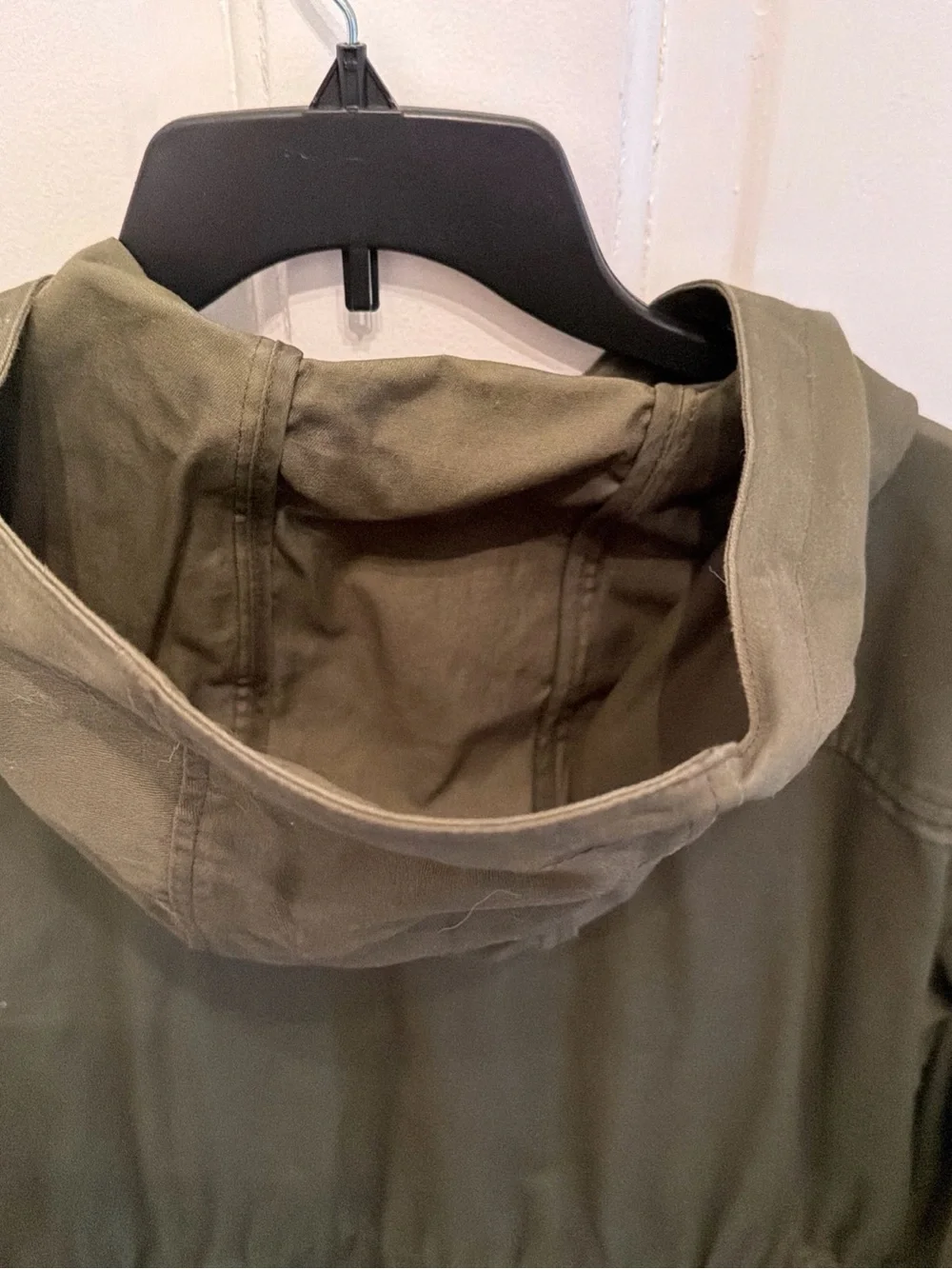 J.Crew Women's L Olive Green Hooded Utility Field Jacket Cotton Drawstring